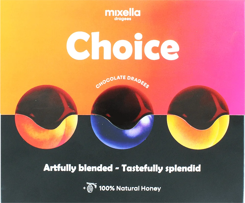 Apricot, plum & peach chocolate-coated dragee "Mixella" 360г±10г
