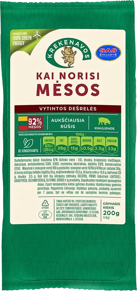Dried sausage "Krekenavos Kai norisi Mesos" 200g