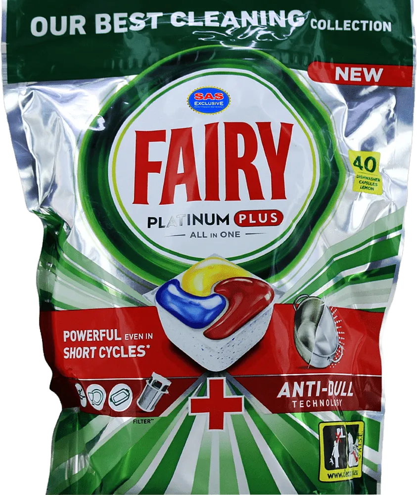 Capsules for dishwasher use "Fairy Platinum Anti Dull" 40 pcs
