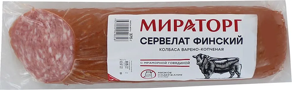 Boiled-smoked servelat sausage "Miratorg Fin" 375g
