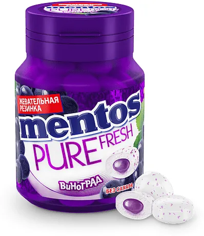 Grape chewing gum "Mentos Pure Fresh" 54g 