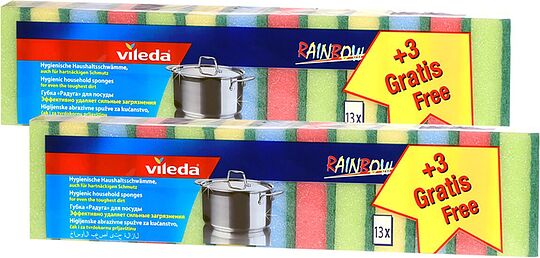 Губка для мытья посуды ''Vileda Rainbow'' 10шт