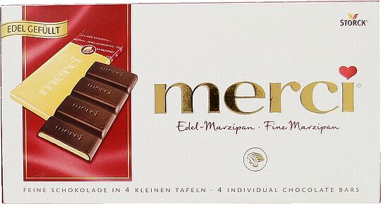 Շոկոլադե սալիկ մարցեպանով «Merci» 112գ
