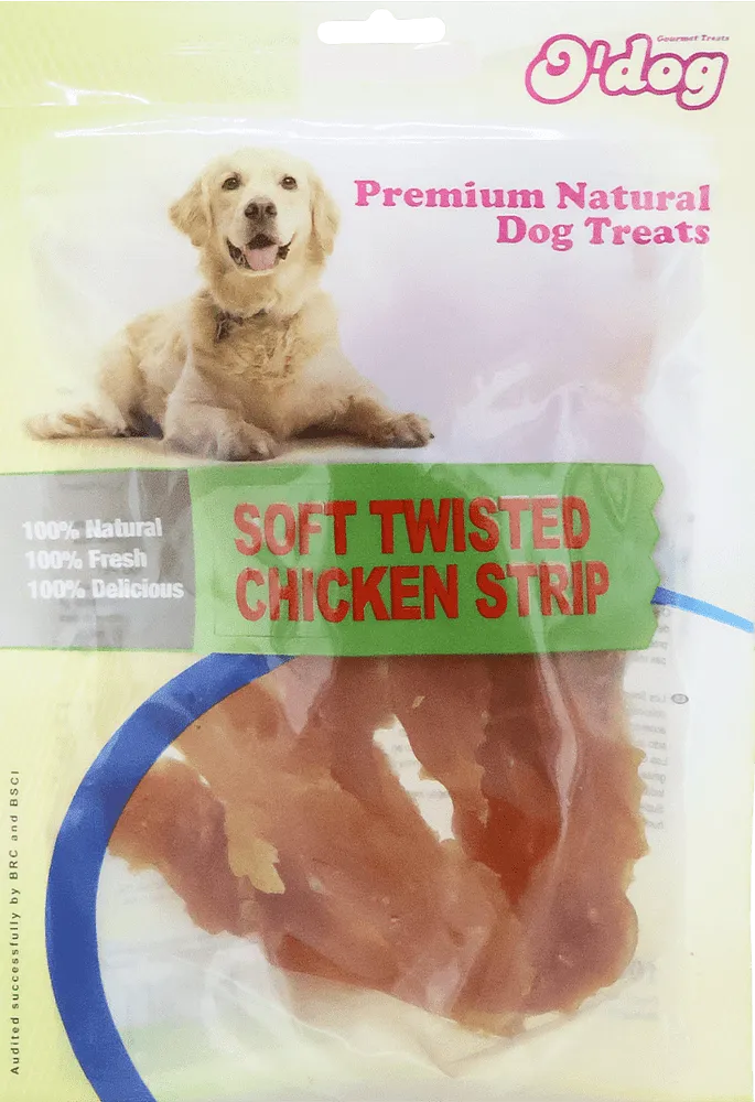 Chicken snacks for dogs "O'Dog Soft Twisted Chicken Strip" 100g

