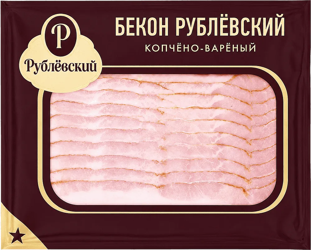 Boiled-smoked sliced bacon "Rublevski" 0.150kg