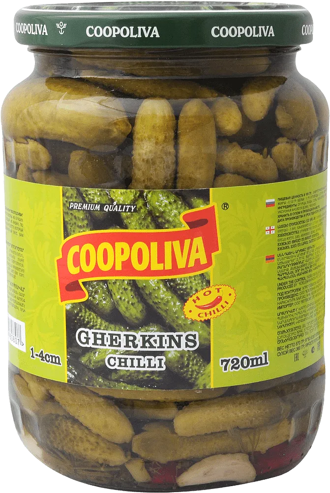 Chilli marinated gherkins "Coopoliva" 720g 