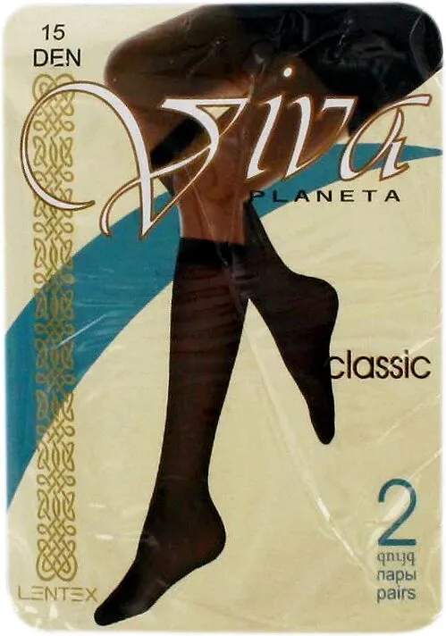 Knee -high stockings ''Viva Planeta'' Classic ,  Nero(black), 15 DEN, unsized 