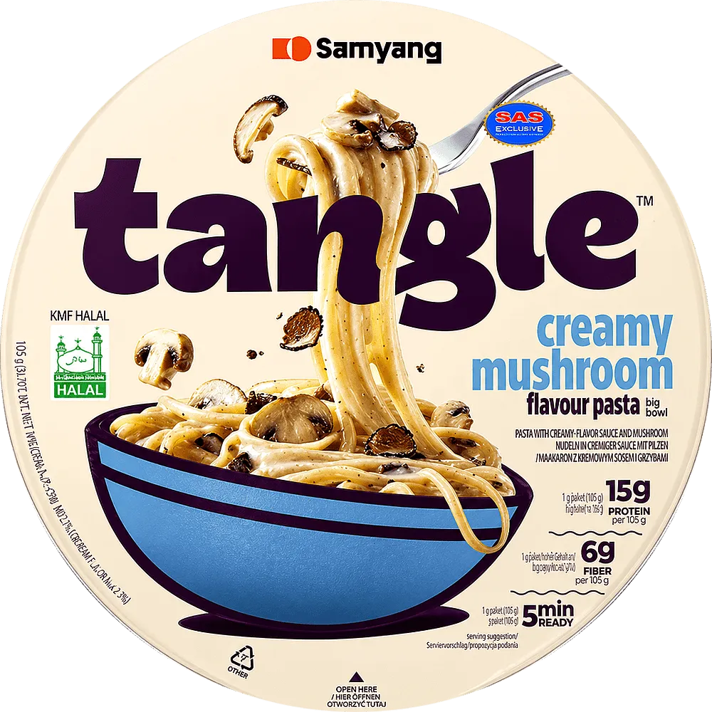 Noodles with with cream sauce and mushrooms "Samyang Tangle Creamy Mushroom" 105g

