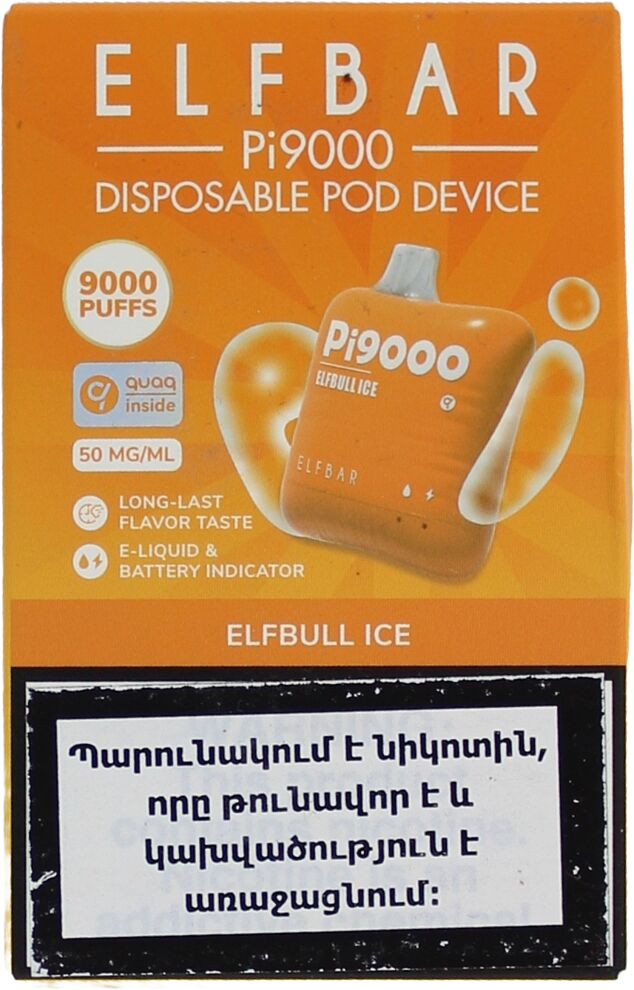 Electric pods "Elf Bar" 9000 puffs, Elfbull ice

