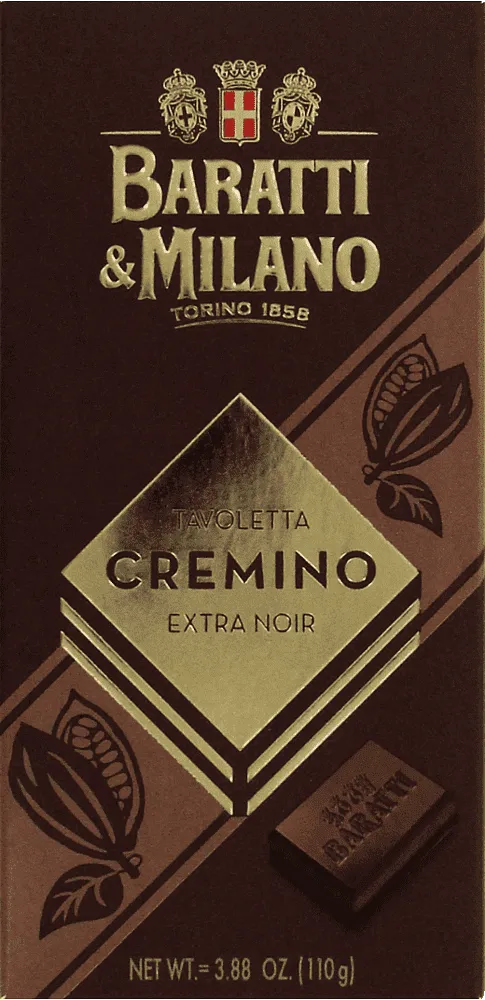 Chocolate bar with gianduja & hazelnut cream "Baratti & Milano Cremino Extra Noir" 110g
