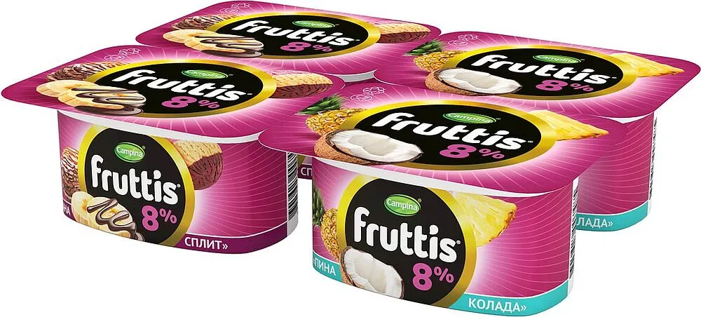 Йогуртный продукт со вкусом пина колады/банана "Campina Fruttis" 115г, жирность:8%