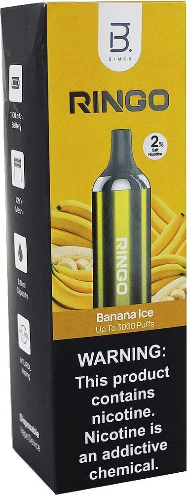Электронный испаритель со вкусом ледяного банана "B+Mor Ringo" 3000 затяжек
