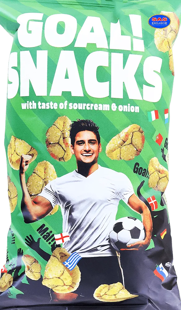 Sour cream & onion flavored snacks "Goal! Snacks Sour Cream & Onion" 75g
