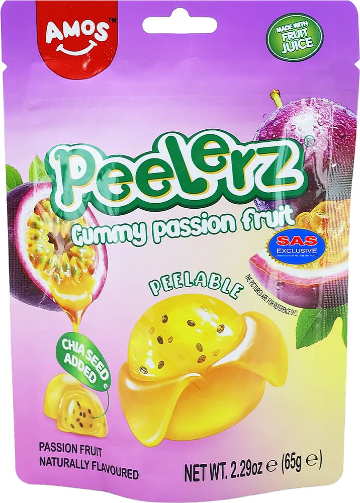 Դոնդողե կոնֆետներ «Amos Peelerz Passion Fruit» 65գ