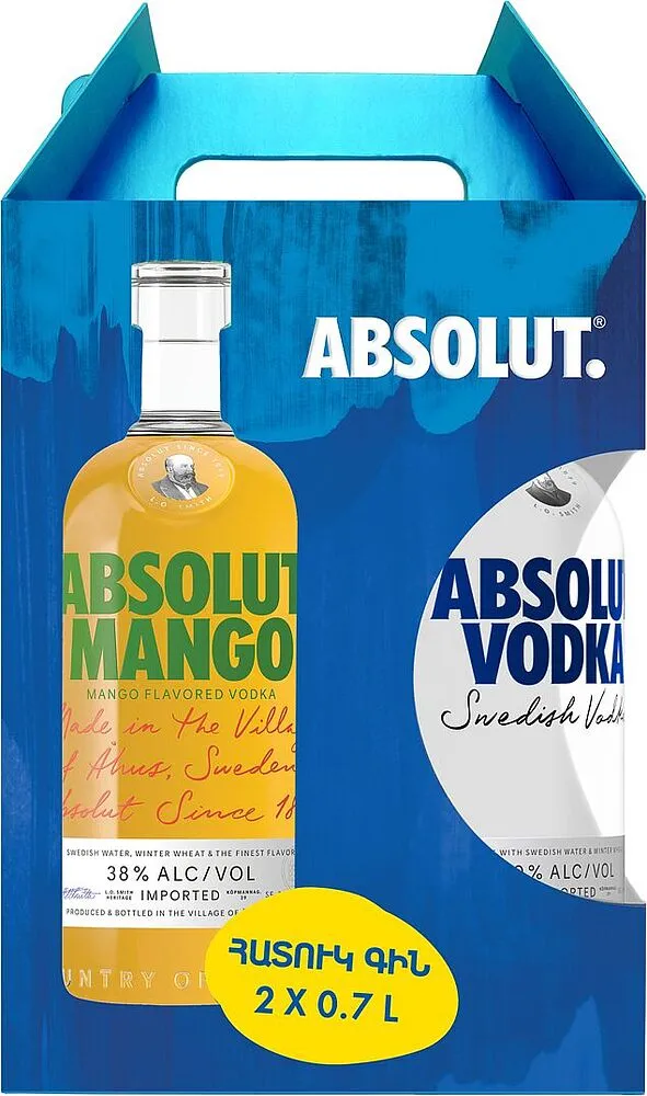 Vodka set "Absolut" 2×0.7l