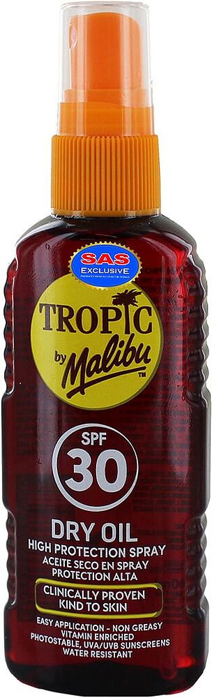 Արևայրուքի յուղ-սփրեյ «Tropic by Malibu Dry Oil 30 SPF» 100մլ
