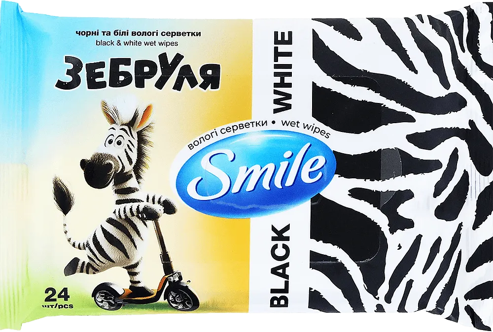 Անձեռոցիկ խոնավ «Smile White & Black» 24 հատ
