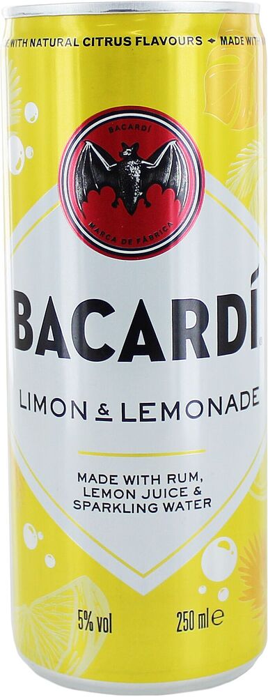 Ըմպելիք թույլ ալկոհոլային «Bacardi Lemon & Lemonade» 250մլ
 