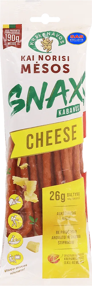 Smoked sausage with paprika "Krekenavos Kai Norisi Mesos Cheese" 100g
