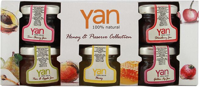 Honey and preserve collection "Yan" Pear & apple, fig, straw