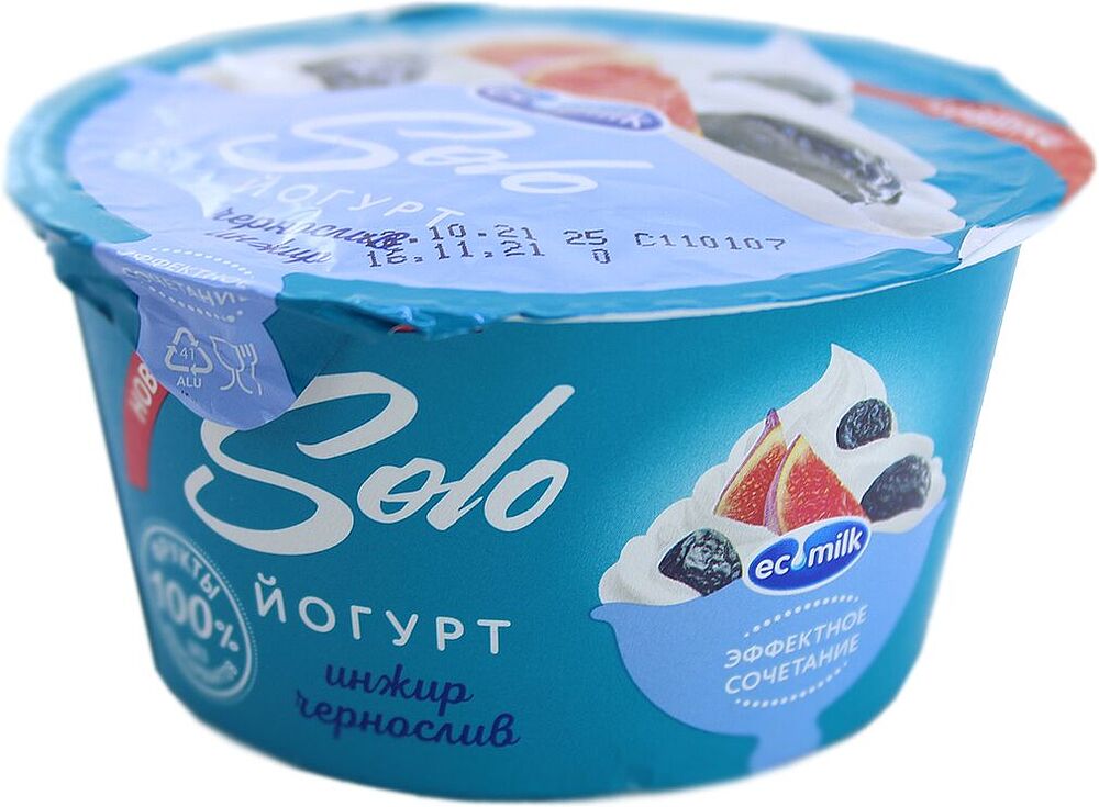 Йогурт с черносливом и инжиром "Экомилк Соло" 130г, жирность: 4.2%