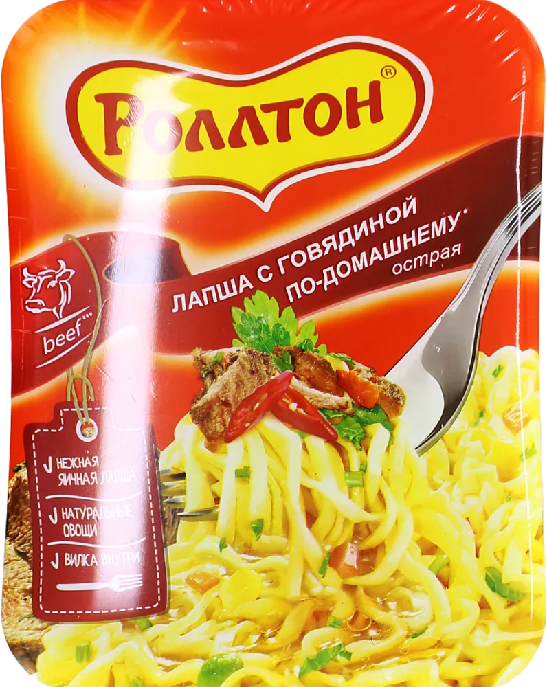 Beef noodles "Rollton" 90g
