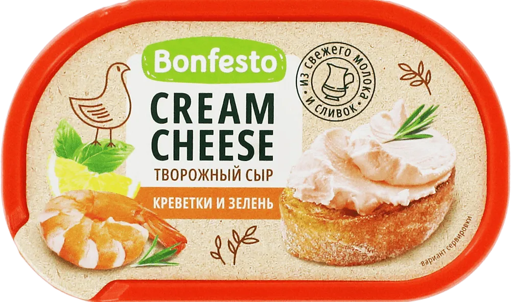 Curd cheese with shrimp & greens flavour "Bonfesto" 140g
