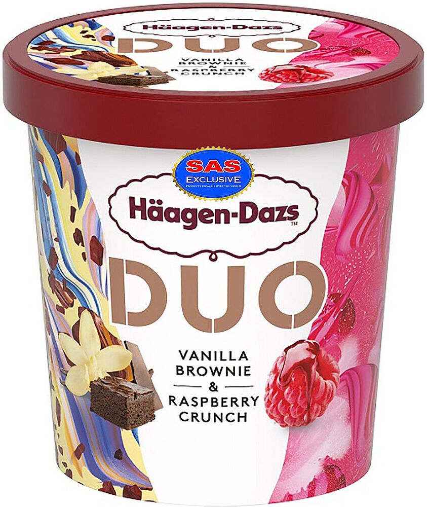 Мороженое ванильное и малиновое "Haagen-Dazs Caramel Biscuit & Cream" 400г