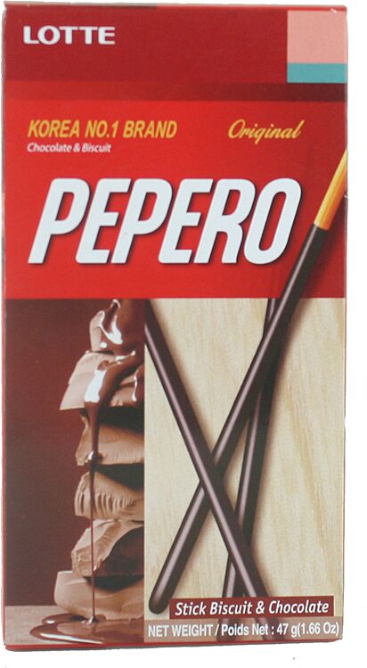 Շոկոլադապատ ձողիկներ «Lotte Pepero Original» 47գ