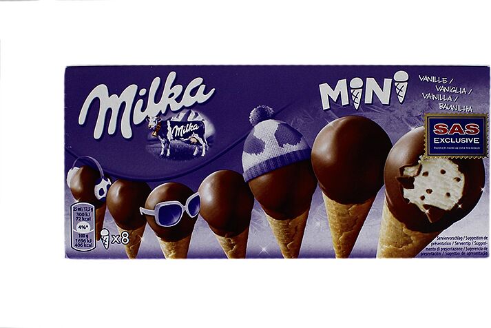 Պաղպաղակ վանիլային «Milka Mini» 8×17.5գ
