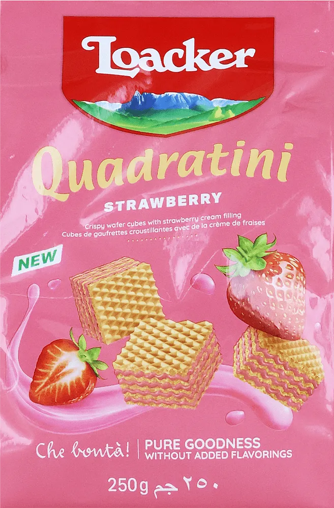 Wafer with strawberry cream "Loacker Quadratini Strawberry" 250g