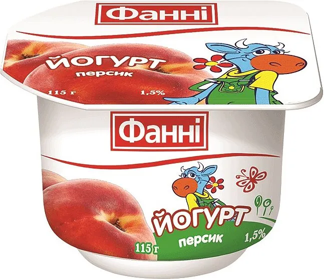 Йогурт персиковый "Фаннi" 115г, жирность:1.5%