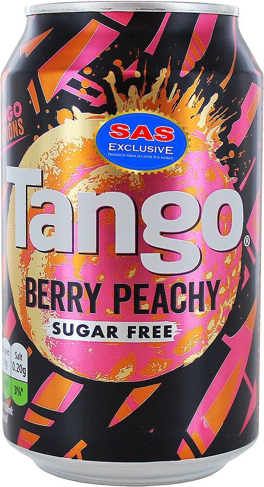 Освежающий газированный напиток "Tango" 330мл Апельсин, Персик и Малина