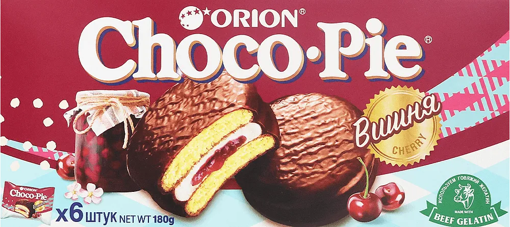 Թխվածքաբլիթ բալի «Orion Choco Pie Вишня» 180գ
