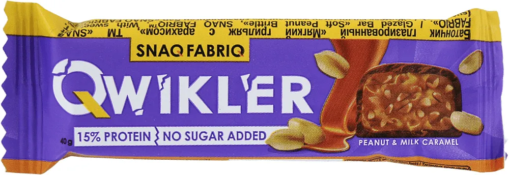 Chocolate bar with peanut & caramel "Snaq Fabriq Qwikler Sugar Free" 40g
