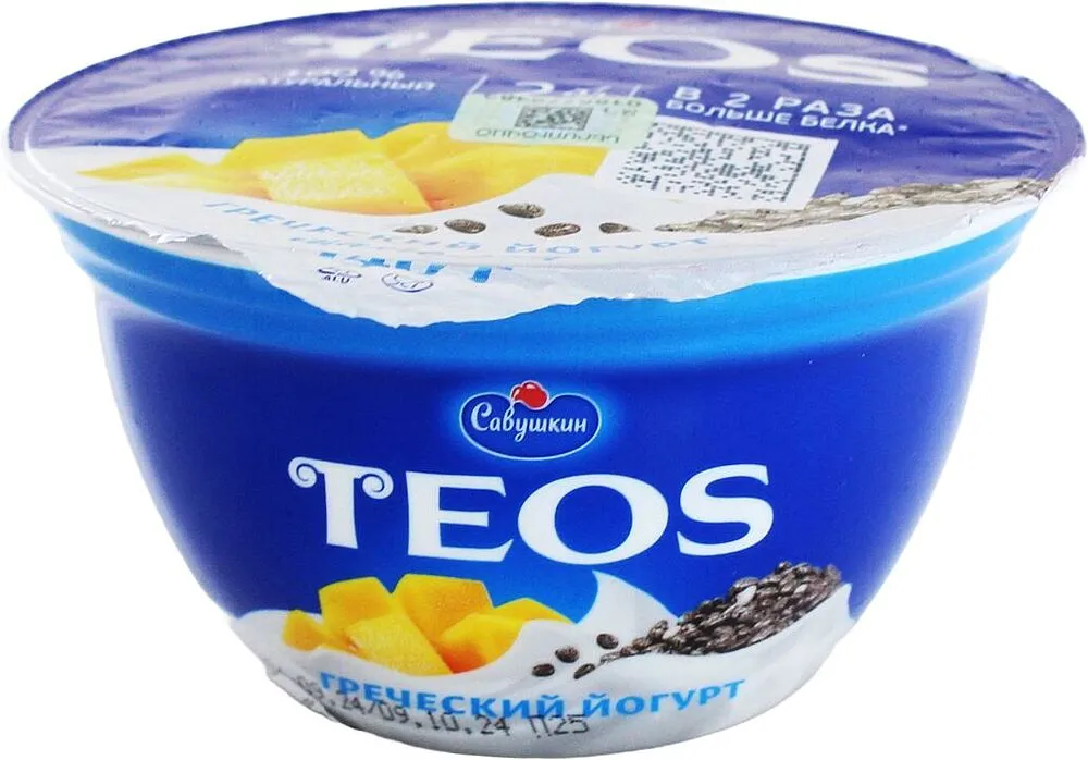 Greek yoghurt with mango and chia "Savushkin Teos" 140g, fat content: 2%
