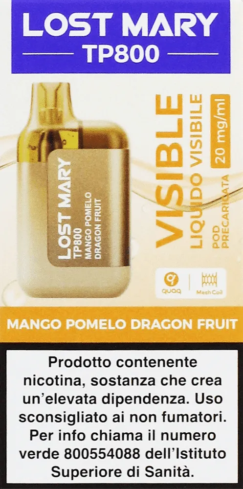 Electric pods with mango, pomelo & pitahaya flavor "Lost Mary" 800 puffs
