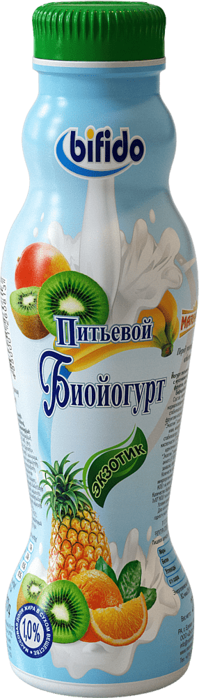 Drinking bioyoghurt with exotic fruits  