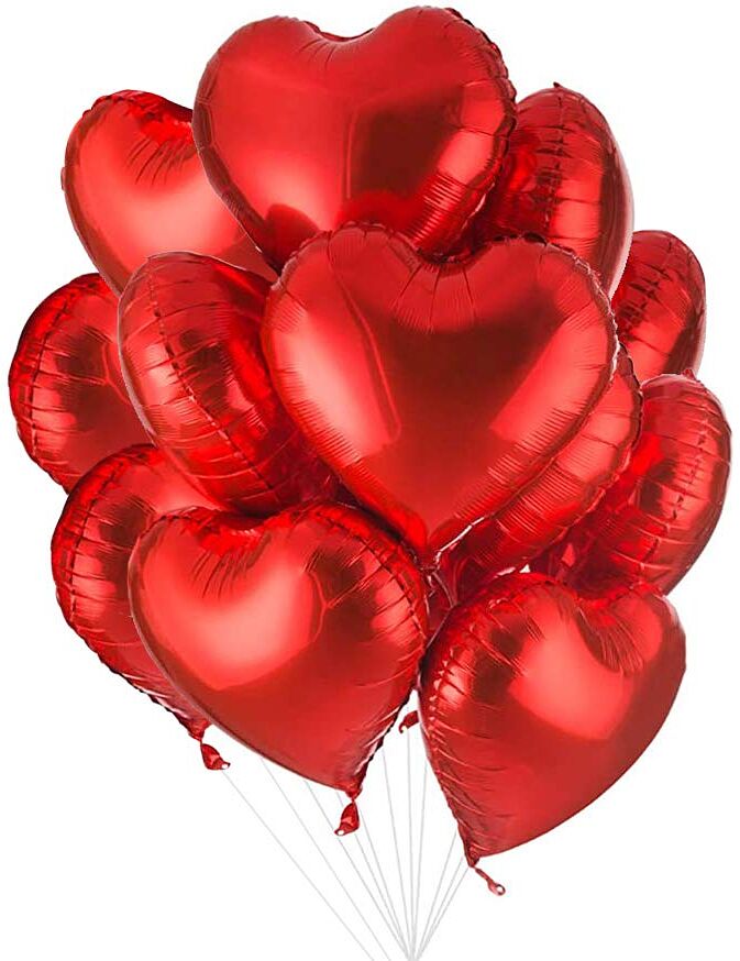 Воздушные шары с гелием, сердечки 10шт