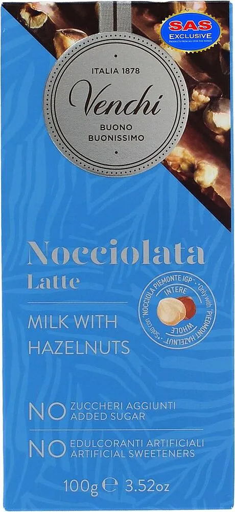 Chocolate bar with hazelnuts "Venchi" 100g