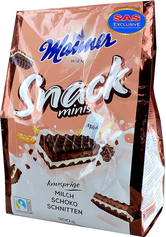 Վաֆլի՝ շոկոլադե, կաթնային միջուկով «Manner Snack Minis» 300գ