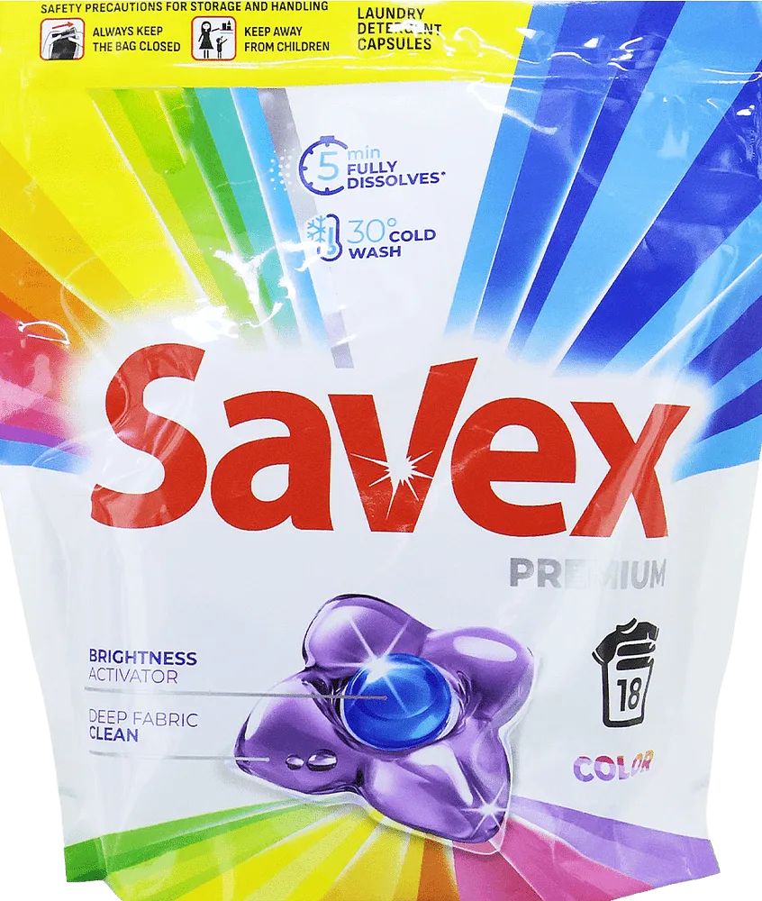 Color washing capsules "Savex Premium Color" 18 pcs 