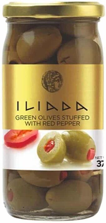 Оливки зеленые с перцем "Iliada" 370г
