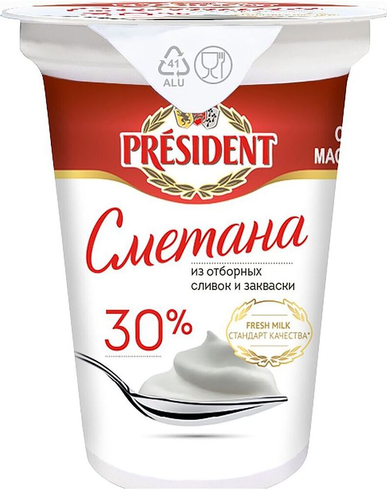 Sour cream ''President'' 350g, richness:30%