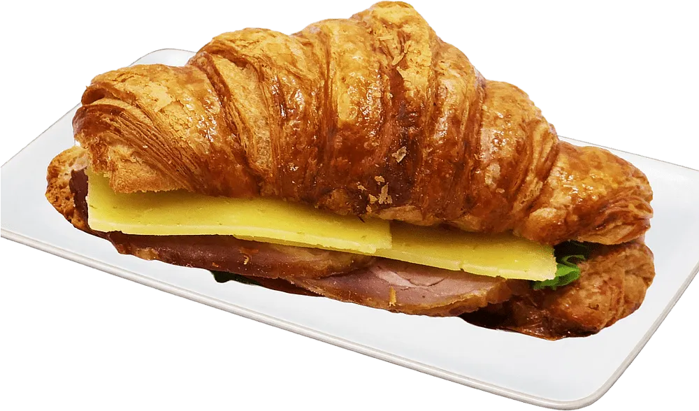 Croissant sandwich with pork neck fillet
