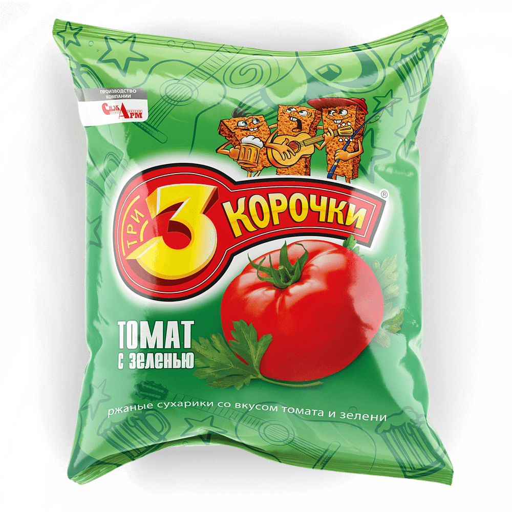 Сухарики с томатом и зелнью "3 Корочки" 120г 