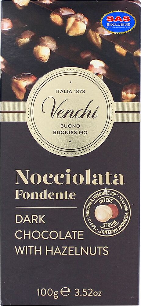 Dark chocolate bar with hazelnut "Venchi" 100g
