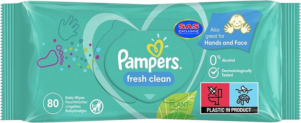 Անձեռոցիկ խոնավ մանկական «Pampers Fresh Clean» 80 հատ
