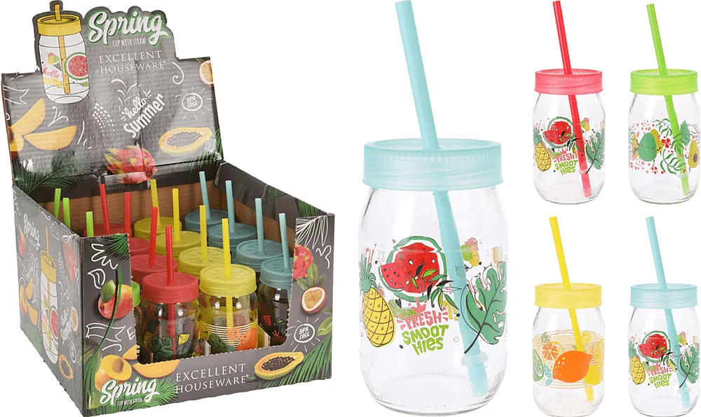 Glass with a straw 1 pcs
