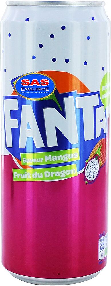 Զովացուցիչ գազավորված ըմպելիք «Fanta» 0.33լ Մանգո և Պիտահայա